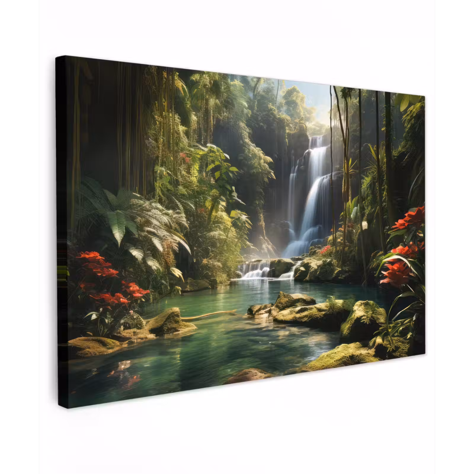 Buiten canvas - Verborgen Waterval in de Tropen — 1