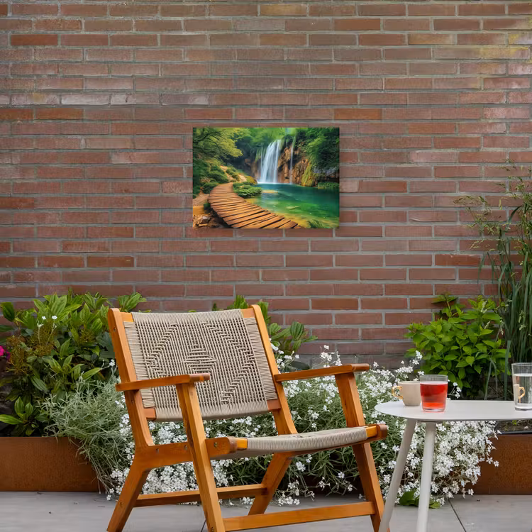 Buiten canvas - Boswaterval met Houten Pad — 2