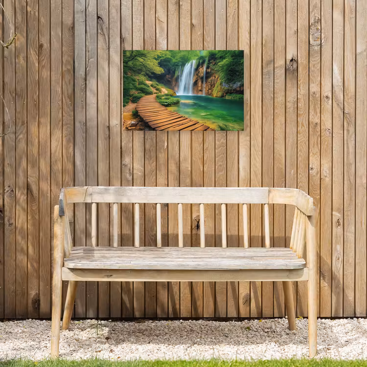 Buiten canvas - Boswaterval met Houten Pad — 3