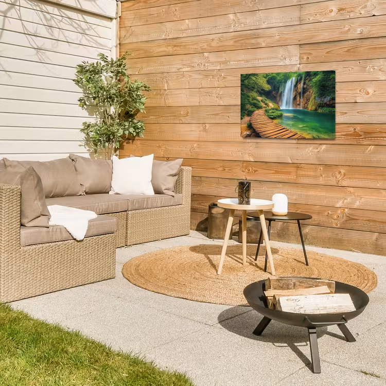 Buiten canvas - Boswaterval met Houten Pad — 5