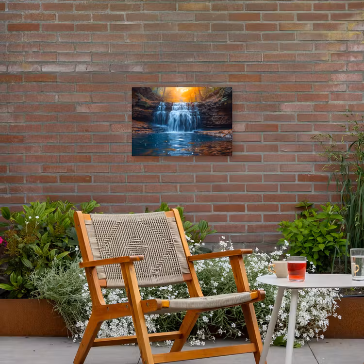Buiten canvas - Herfstwaterval in het Bos — 2