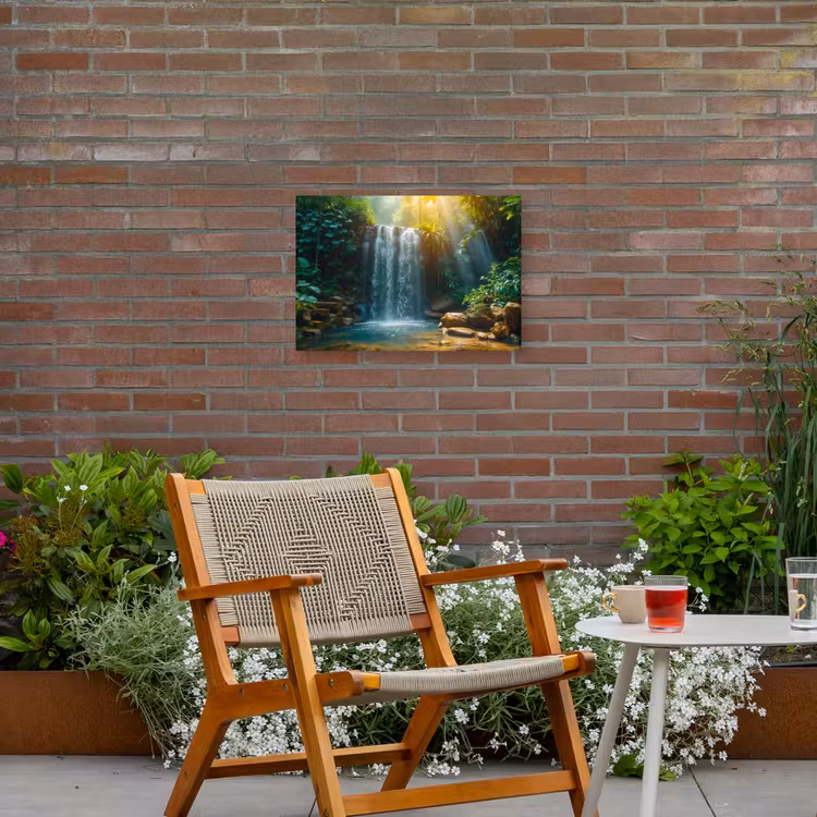 Buiten canvas - Tropische Waterval in Zonlicht — 2