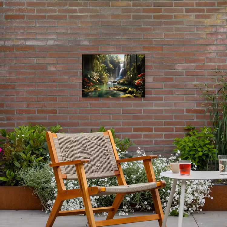 Buiten canvas - Verborgen Waterval in de Tropen — 2