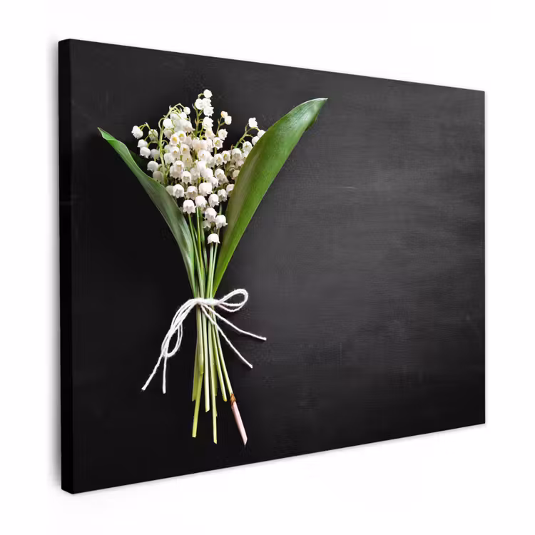 Buiten canvas - Lelietjes van dalen - Bloemen - Stilleven - Strik