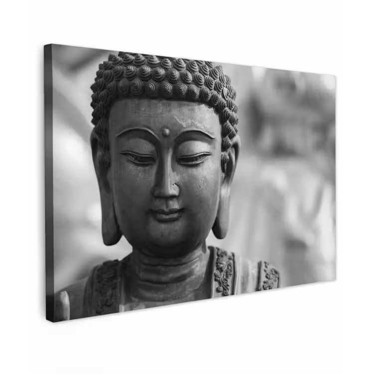 Buiten canvas - Boeddha in zwart-wit close-up — 1