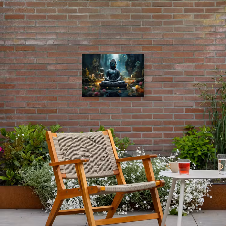 Buiten canvas - Boeddha in een mystieke tuin — 2