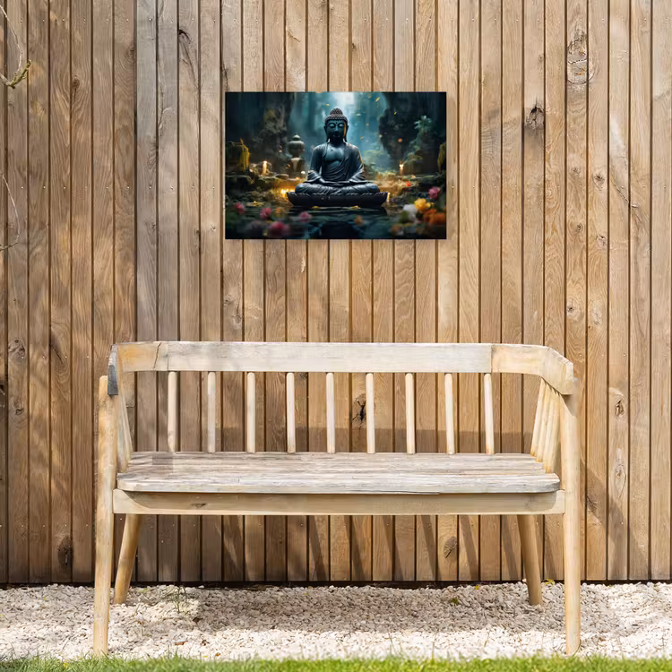 Buiten canvas - Boeddha in een mystieke tuin — 3