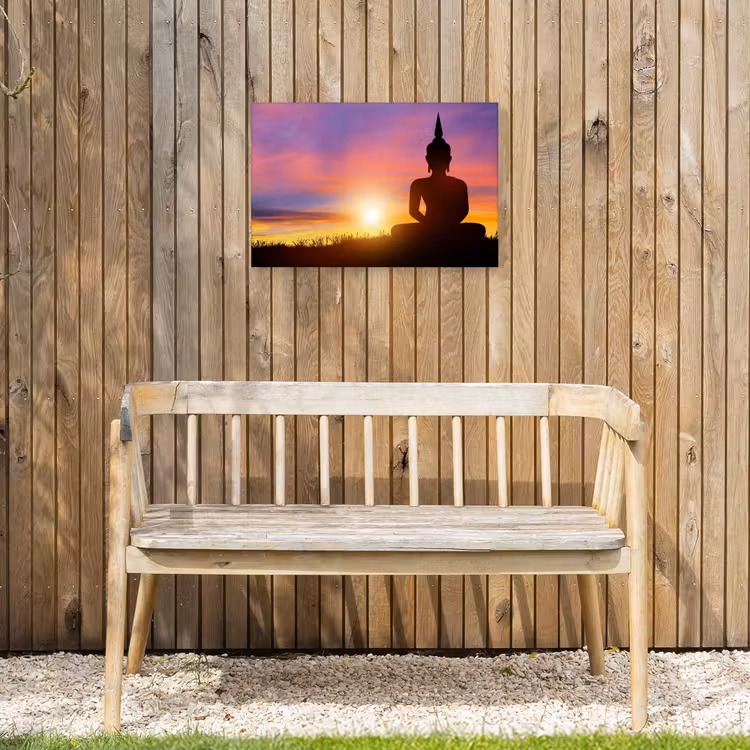 Buiten canvas - Boeddha silhouet bij zonsopgang — 3
