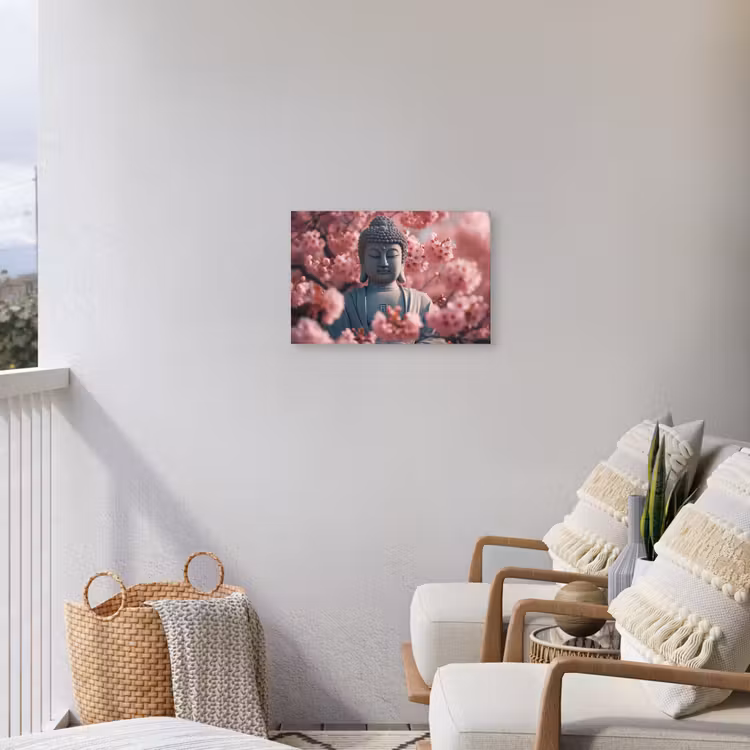 Buiten canvas - Boeddha tussen de kersenbloesems — 4