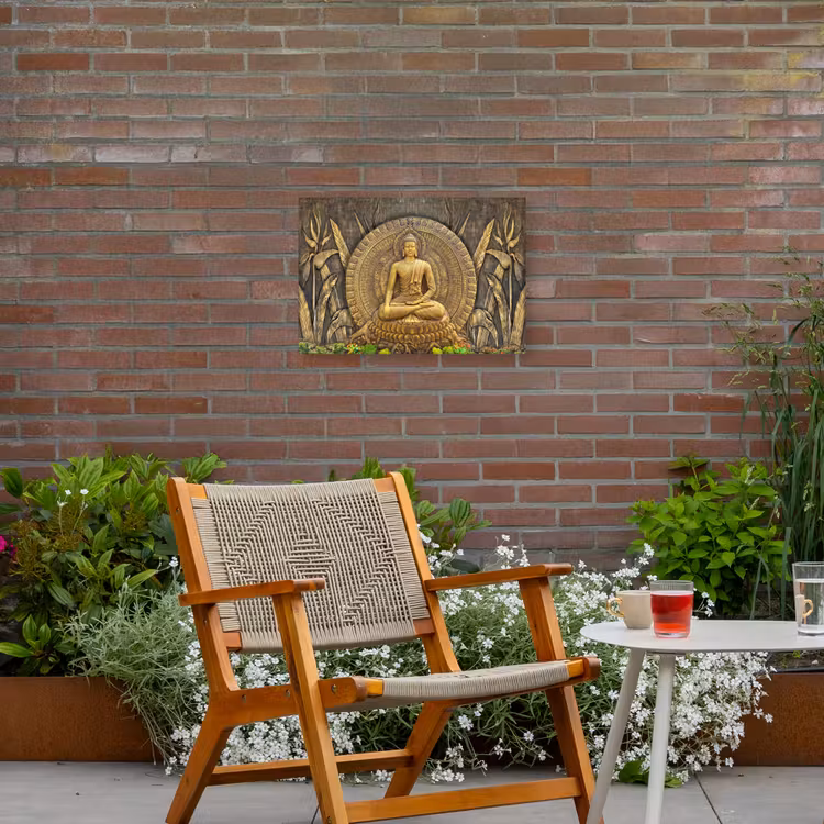 Buiten canvas - Gouden Boeddha-reliëf — 2