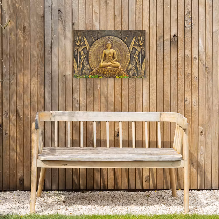 Buiten canvas - Gouden Boeddha-reliëf — 3
