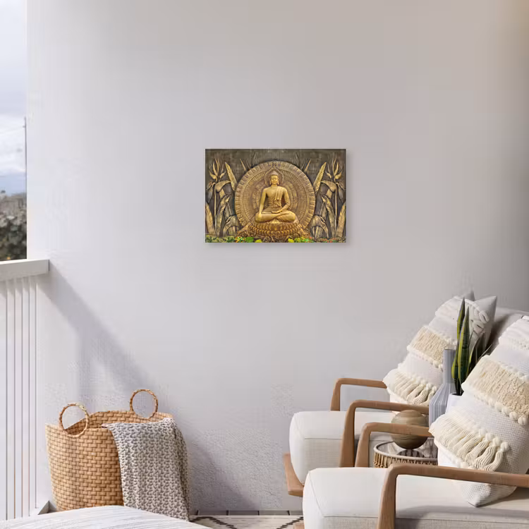 Buiten canvas - Gouden Boeddha-reliëf — 4