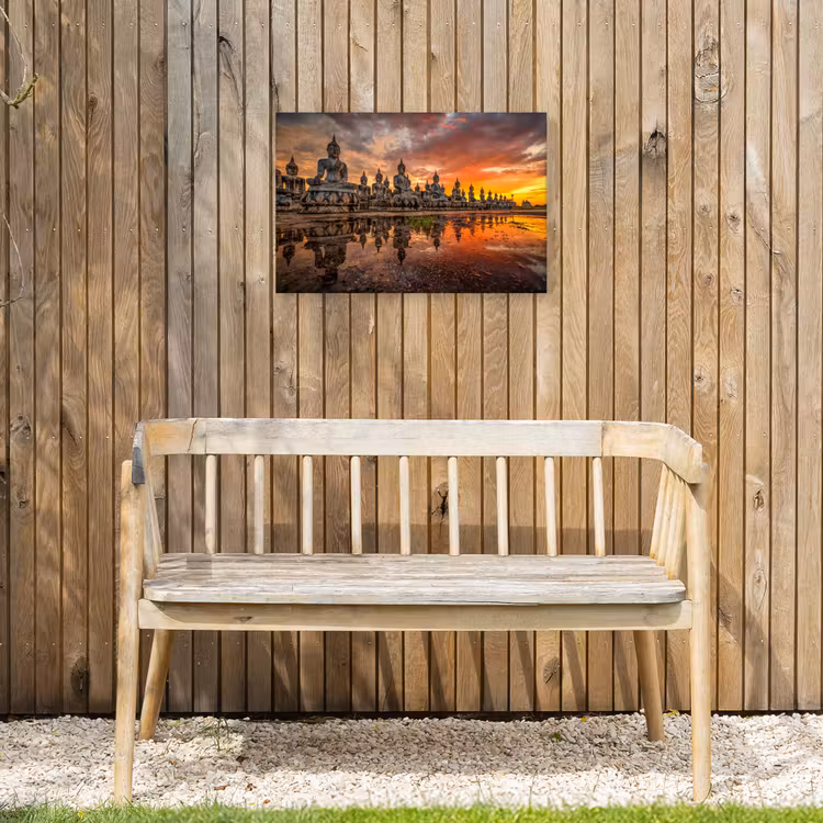 Buiten canvas - Rij van Boeddha-beelden bij zonsondergang — 3