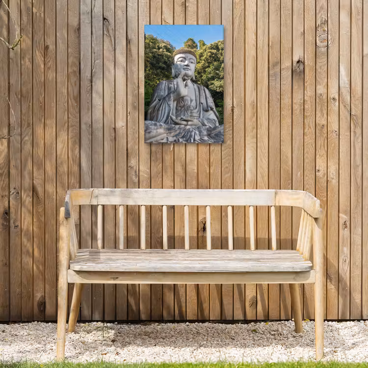 Buiten canvas - Stenen Boeddha in de ochtendzon — 3