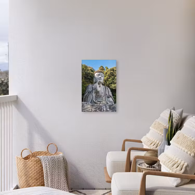 Buiten canvas - Stenen Boeddha in de ochtendzon — 4