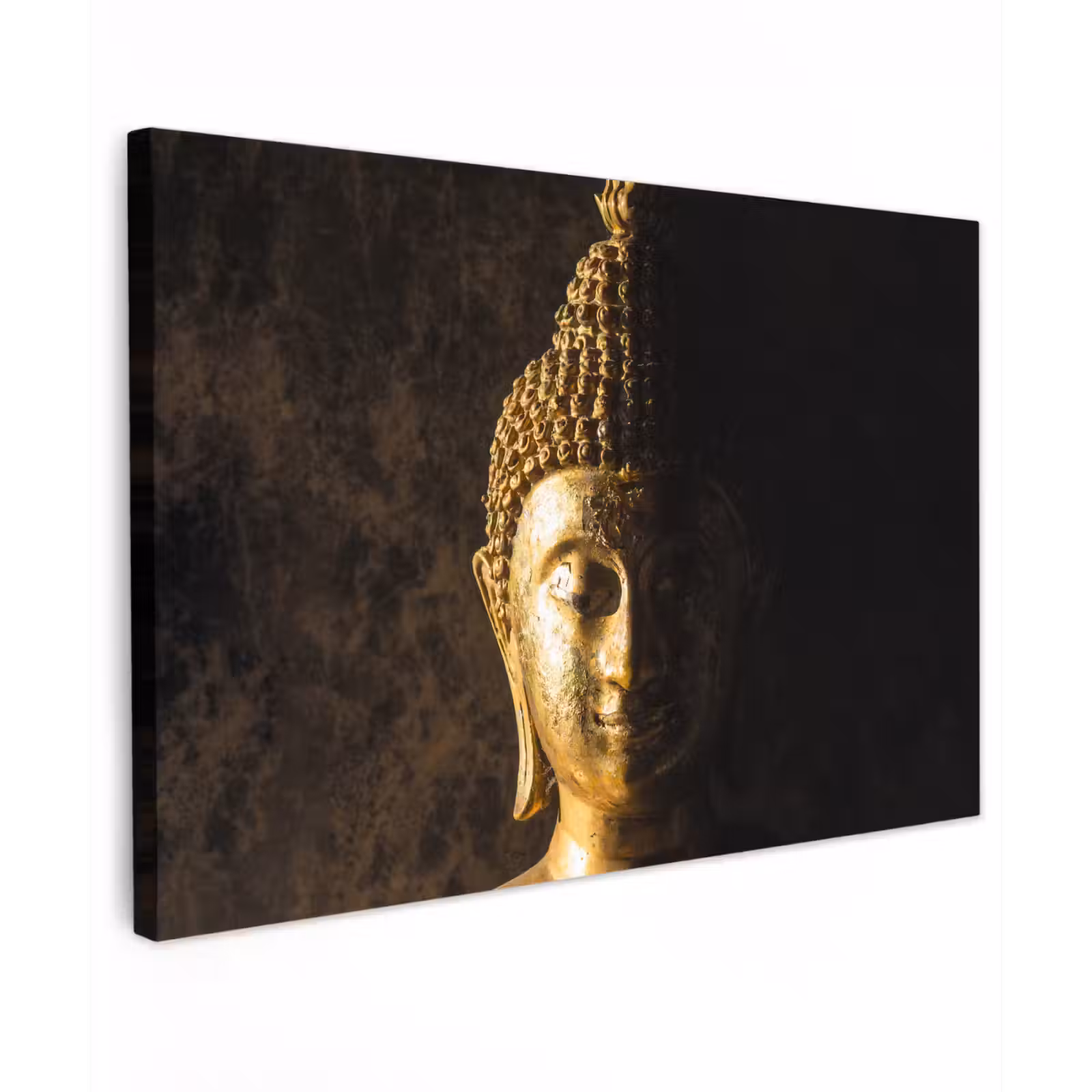 Buiten canvas - Buddha - Boeddha beeld - Goud - Spiritueel - Zwart — 1