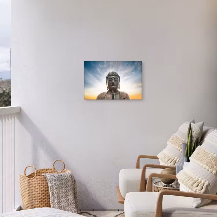 Buiten canvas - Boeddha hoofd - Buddha - Lucht - Spiritueel - Meditatie — 4