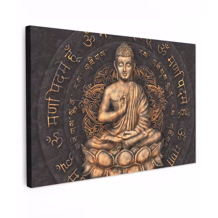 Buiten canvas - Boeddha - Mantra - Meditatie - Spiritueel - Koper — 1