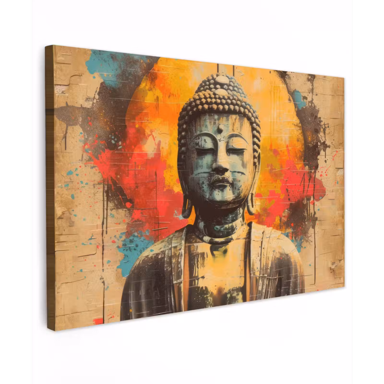 Buiten canvas - Boeddha Beeld in Vurige Kleuren — 1