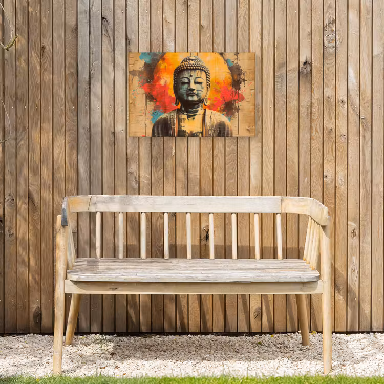Buiten canvas - Boeddha Beeld in Vurige Kleuren — 3