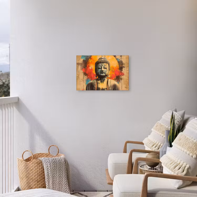 Buiten canvas - Boeddha Beeld in Vurige Kleuren — 4