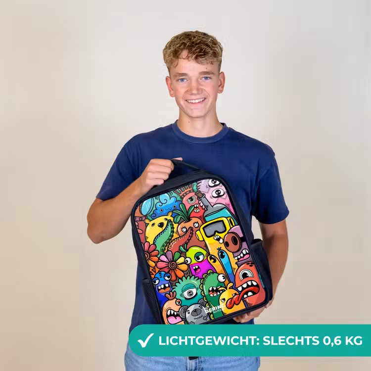 Kinder rugzak - Expressief en druk patroon met monsters — 2