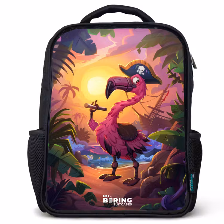 Kinder rugzak - Piraten flamingo op een tropisch pad — 1