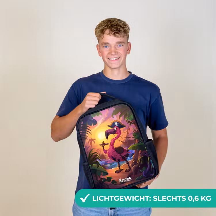 Kinder rugzak - Piraten flamingo op een tropisch pad — 2