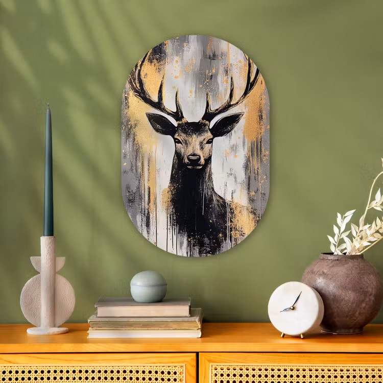 Muurovaal - Abstract - Hert - Gewei - Goud — 3