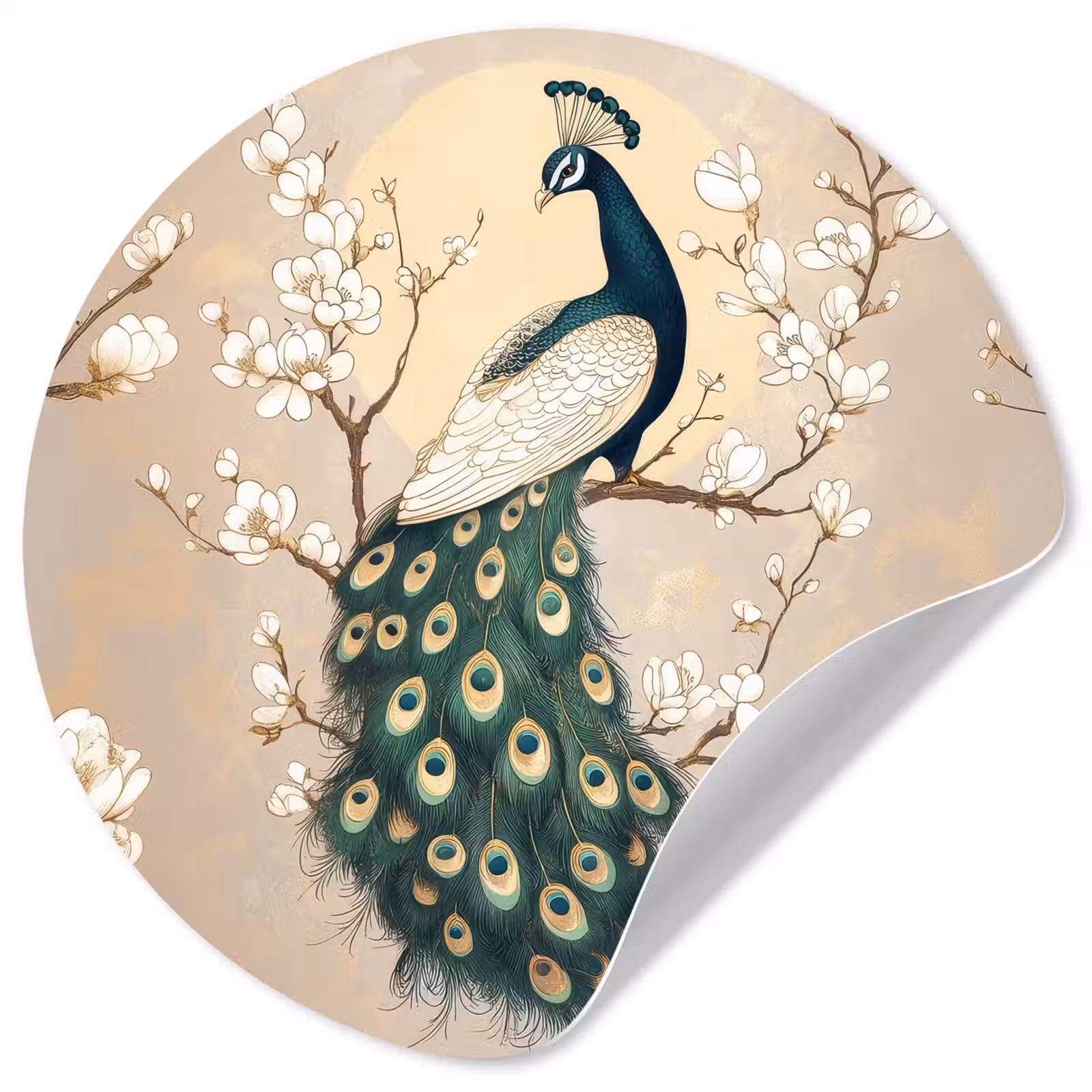 Behangcirkel - Pauw - Tak - Bloemen — 1