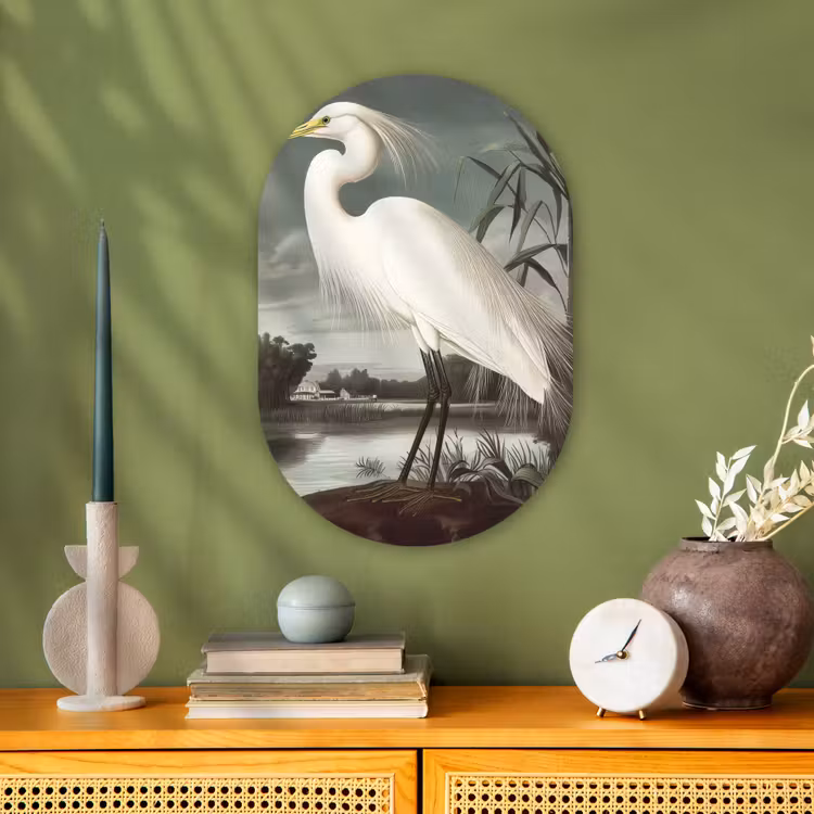 Muurovaal - Reiger - Planten - Wolken - Wit — 2