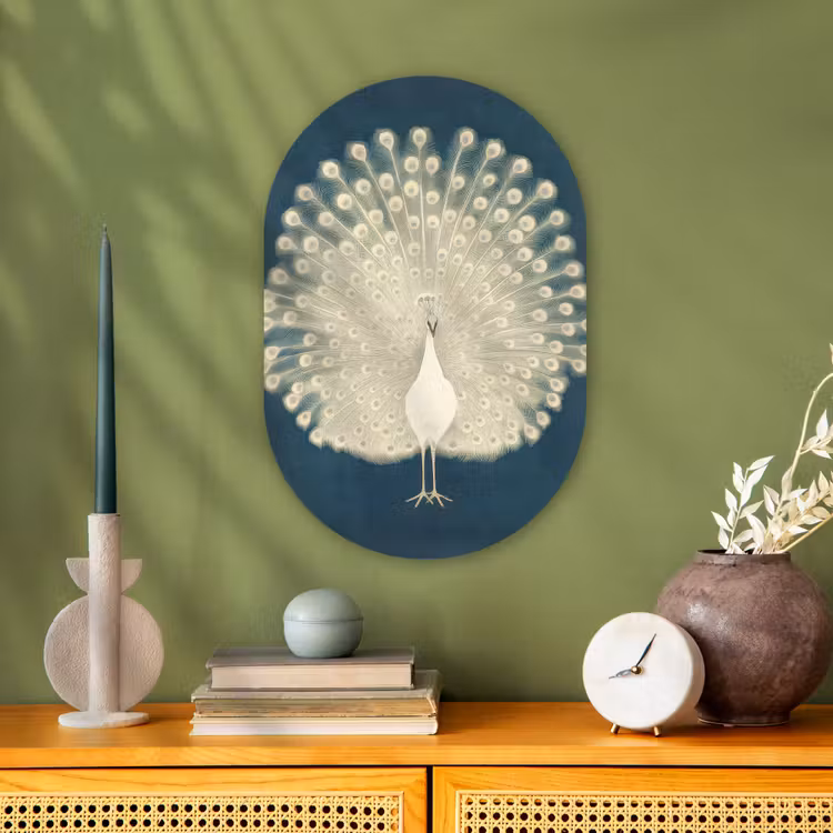 Muurovaal - Vogel - Blauw - Vintage — 1