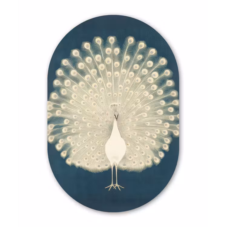 Muurovaal - Vogel - Blauw - Vintage — 3