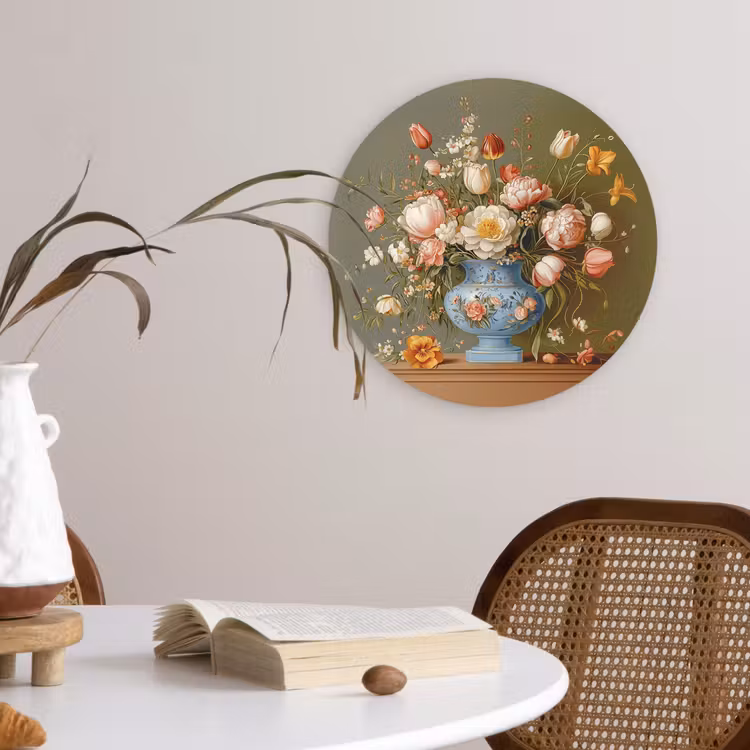 Muurcirkel - Neutral - Bloemen - Boeket - Vaas — 4