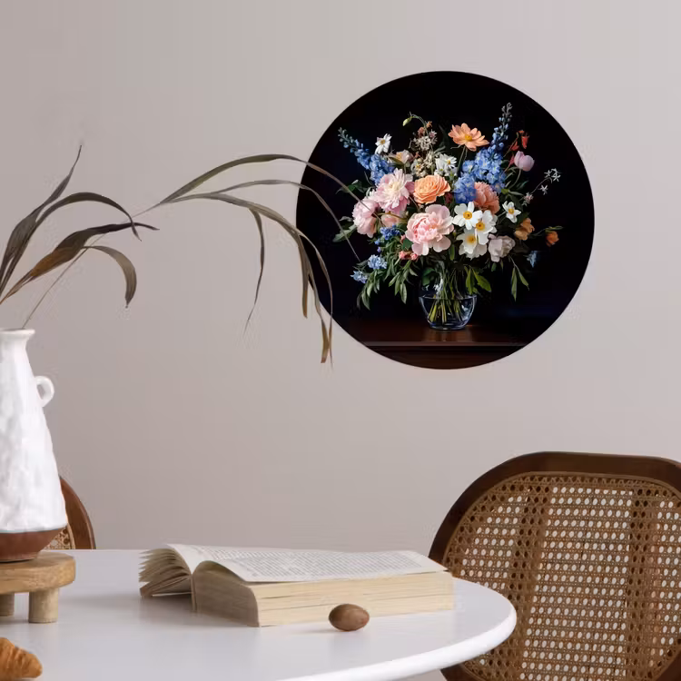 Behangcirkel - Pastel - Bloemen - Glazen - Vaas — 4