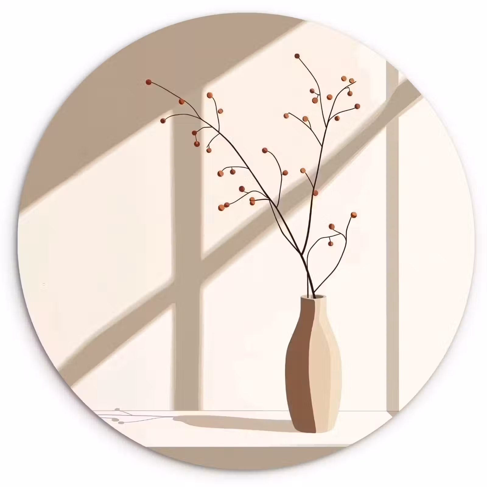 Muurcirkel - Vaas - Takken - Bessen - Minimalistisch — 1