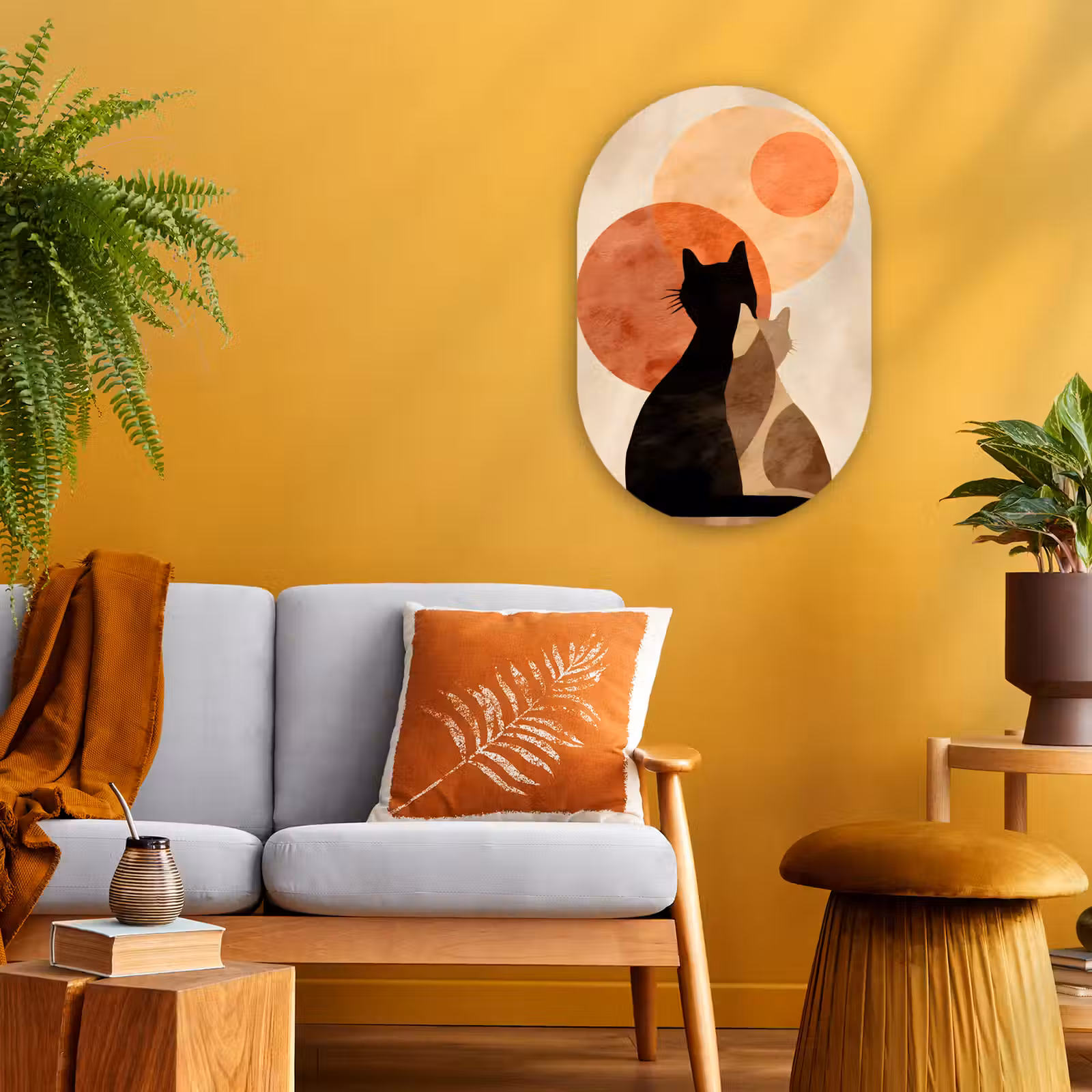 Muurovaal - Katten - Zwart - Abstract - Cirkels — 1
