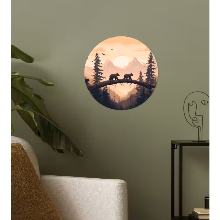 Behangcirkel - Beren - Bomen - Landschap - Zonsondergang — 3