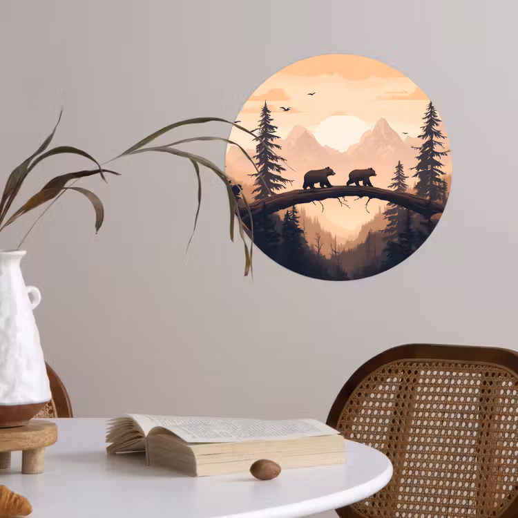 Behangcirkel - Beren - Bomen - Landschap - Zonsondergang — 4