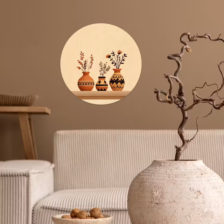 Behangcirkel - Vazen - Bloemen - Bladeren - Minimalistisch — 2