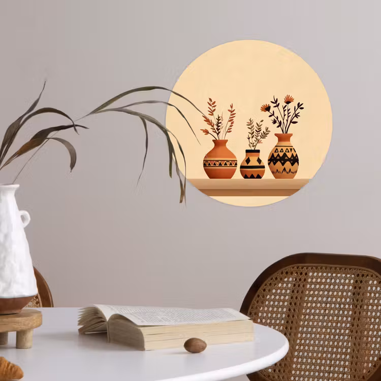 Behangcirkel - Vazen - Bloemen - Bladeren - Minimalistisch — 4