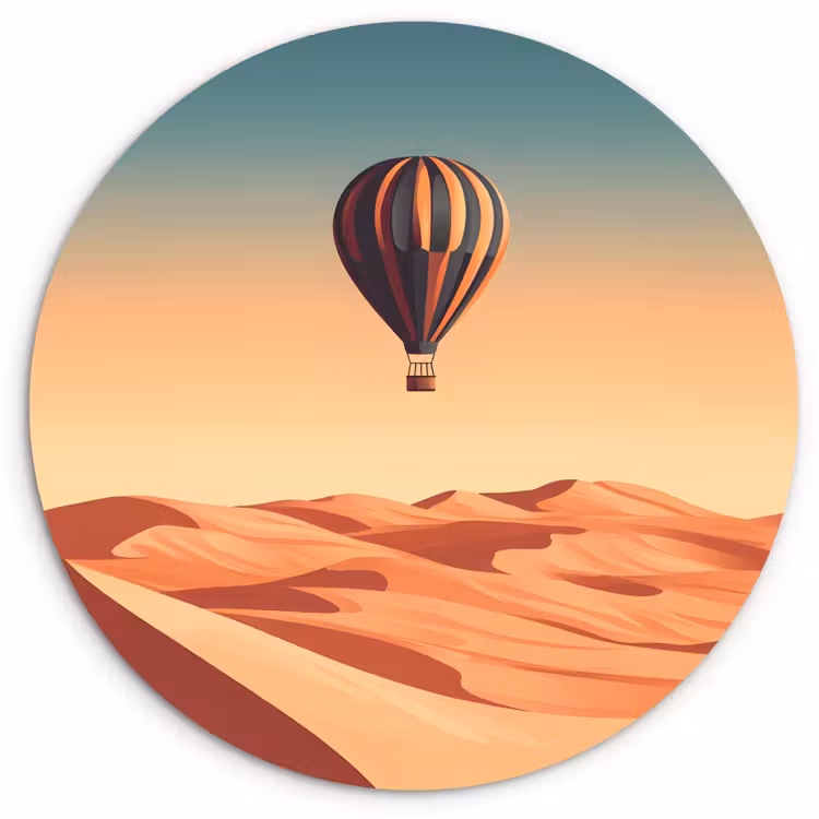 Muurcirkel - Luchtballon - Woestijn - Zonsondergang - Blauw — 1