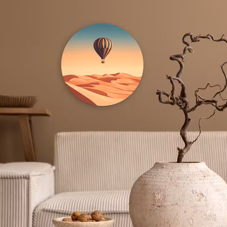 Muurcirkel - Luchtballon - Woestijn - Zonsondergang - Blauw — 2