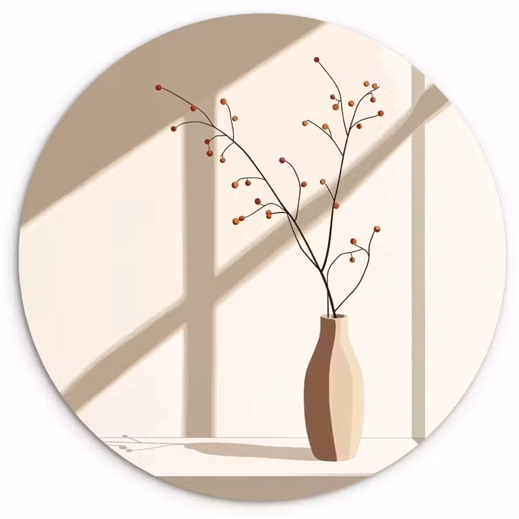 Muurcirkel - Vaas - Takken - Bessen - Minimalistisch — 1