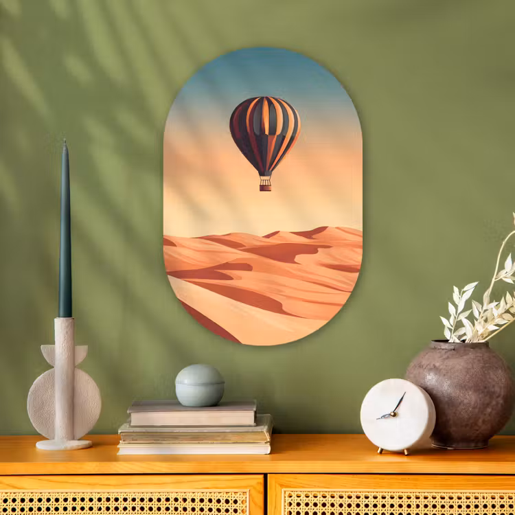 Muurovaal - Luchtballon - Woestijn - Zonsondergang - Blauw — 1