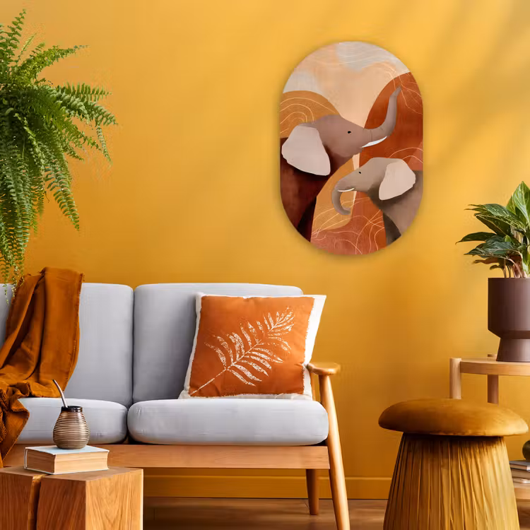 Muurovaal - Olifanten - Oranje - Abstract — 1