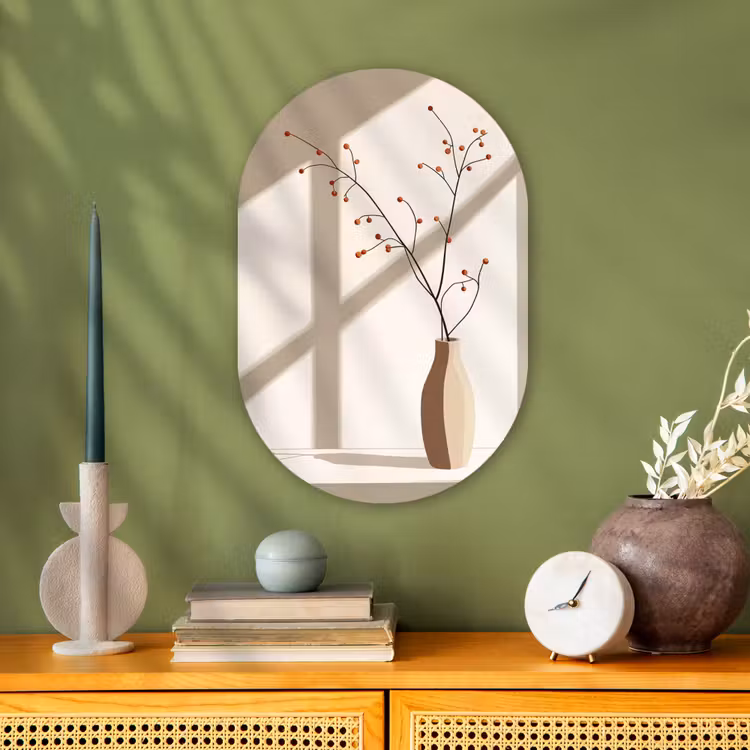 Muurovaal - Vaas - Takken - Bessen - Minimalistisch — 3