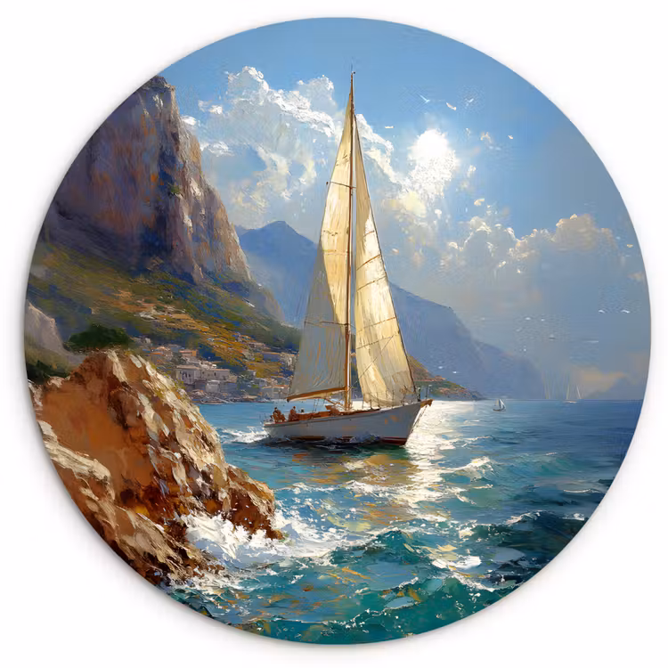 Muurcirkel - Zeilschip - Zee - Rotsen - Wolken — 1