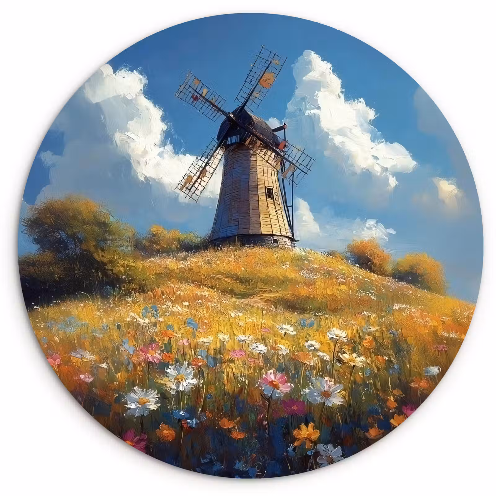 Muurcirkel - Windmolen - Heuvel - Bloemen - Kleurrijk — 1