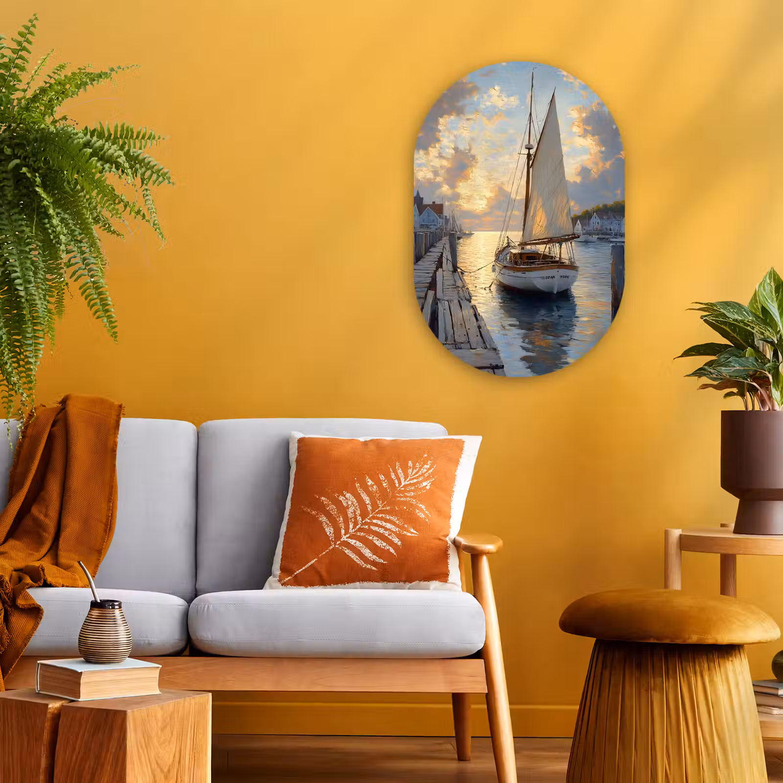 Muurovaal - Zeilboot - Zon - Pier - Hout — 1